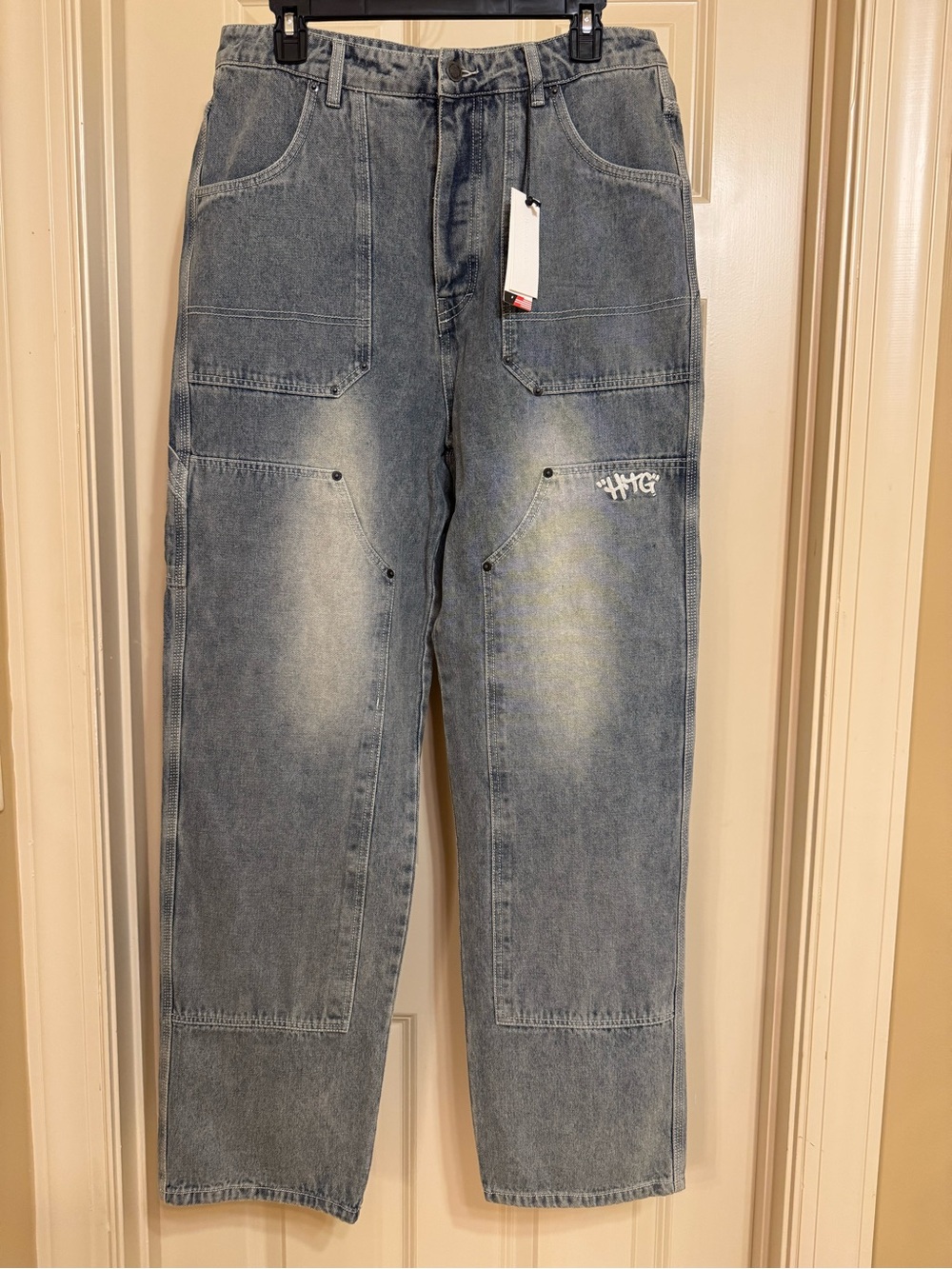 High-Rise Women's Washed Blue Carpenter Jeans